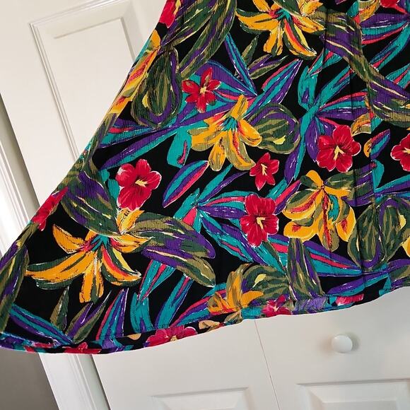 Vintage Caliche Hawaiian Midi Skirt Size XXL Floral Vacation Elastic Waist - Picture 5 of 8